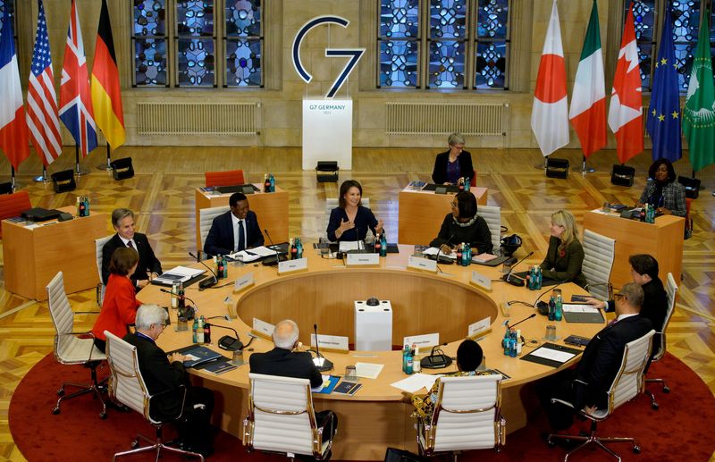 &copy; Reuters. Des responsables assistent à une réunion lors de la conférence des ministres des Affaires étrangères du G7 à Münster, en Allemagne. /Photo prise le 4 novembre 2022/Bernd Lauter