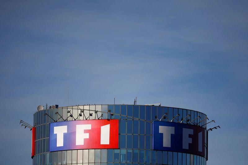 &copy; Reuters. FILE PHOTO: The logo of French television network TF1 is displayed at the Boulogne-Billancourt headquarters, near Paris, October 26, 2022. REUTERS/Sarah Meyssonnier