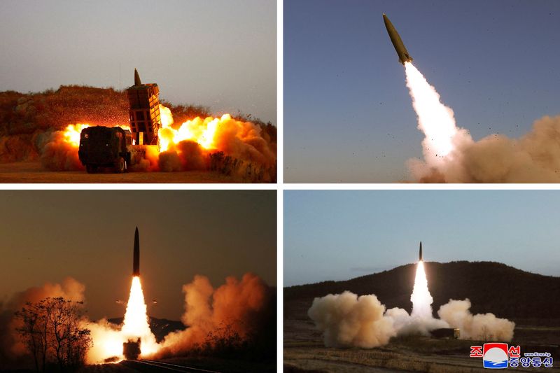 &copy; Reuters. Las recientes pruebas de misiles de Corea del Norte aparecen en esta foto combinada sin fecha tomada en lugares no revelados y publicada el 7 de noviembre de 2022 por la Agencia Central de Noticias de Corea (KCNA). KCNA vía REUTERS