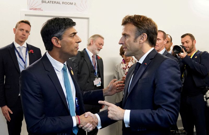 &copy; Reuters. Le premier ministre britannique Rishi Sunak rencontre le président français Emmanuel Macron. /Photo prise le 7 novembre 2022/REUTERS/Stefan Rousseau
