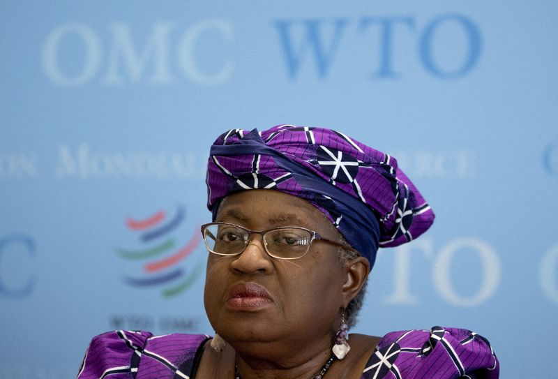 © Reuters. FILE PHOTO: World Trade Organization (WTO) Director-General Ngozi Okonjo-Iweala attends a news conference in Geneva, Switzerland, October 5, 2022. REUTERS/Denis Balibouse/File Photo