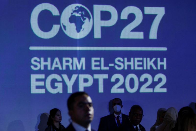 &copy; Reuters. エジプトで開催中の第２７回国連気候変動枠組み条約締約国会議（ＣＯＰ２７）の場で、米国が９日にも、化石燃料脱却を図る国々のプロジェクトに炭素市場を通じた企業からの資金を充て