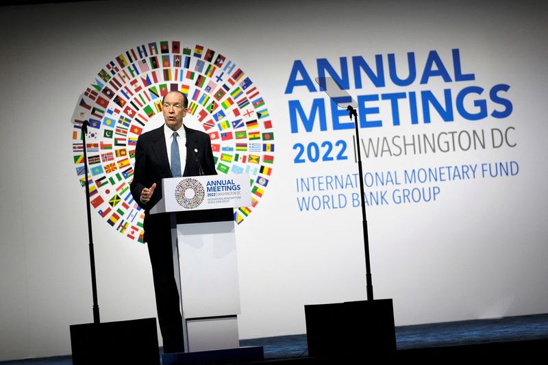 © Reuters. FILE PHOTO: World Bank President David Malpass speaks during the Annual Meetings of the International Monetary Fund and World Bank in Washington, U.S., October 14, 2022. REUTERS/James Lawler Duggan