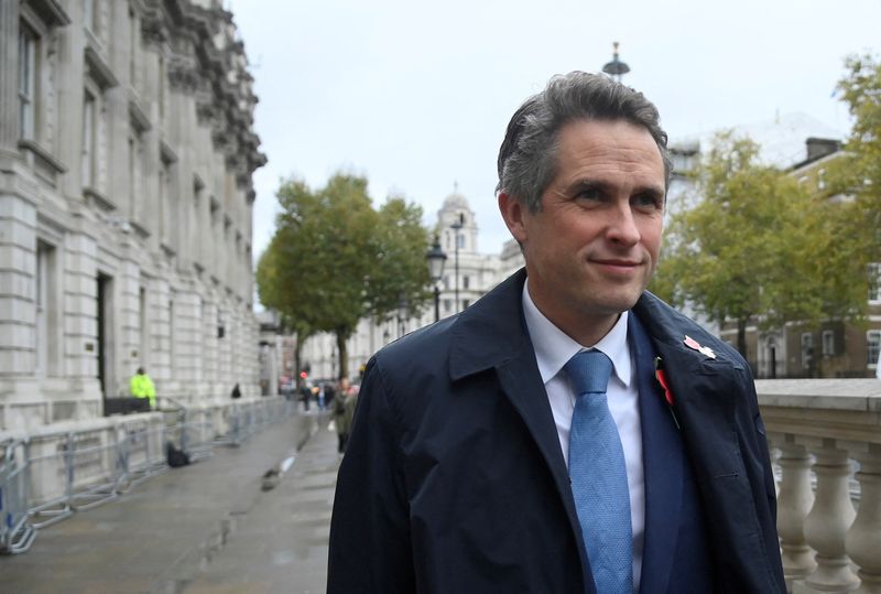 &copy; Reuters. FILE PHOTO: British Minister of State without Portfolio, Gavin Williamson, walks along Whitehall in London, Britain, November 7, 2022. REUTERS/Toby Melville