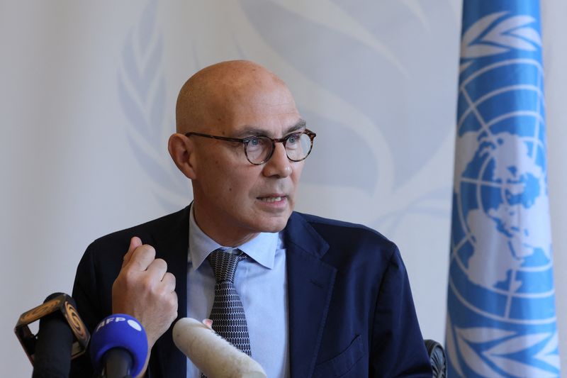 &copy; Reuters. المفوض السامي للأمم المتحدة فولكر تورك يتحدث في جنيف يوم الثاني من نوفمبر تشرين الثاني 2022. تصوير: دنيس باليبوس - رويترز. 