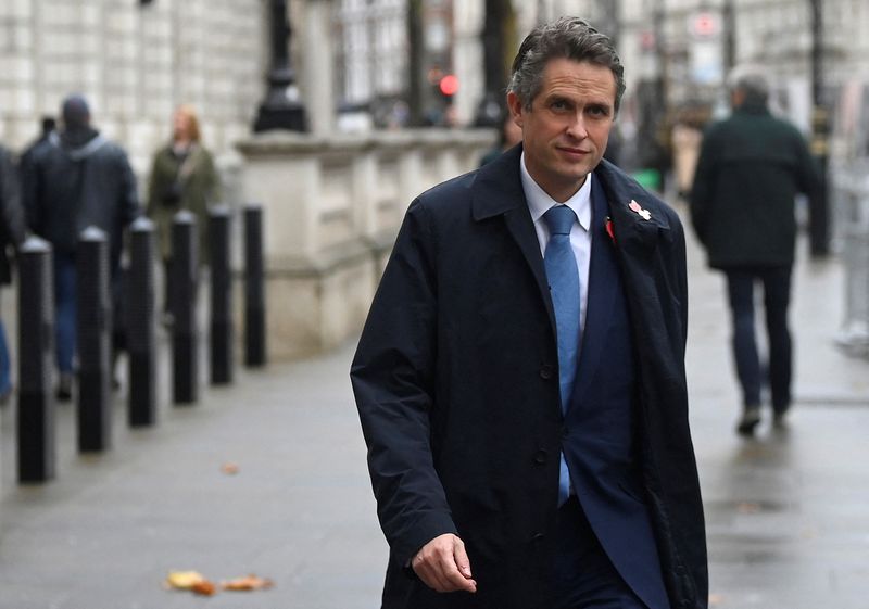 &copy; Reuters. Gavin Williamson, ministre britannique sans portefeuille, à Londres. /Photo prise le 7 novembre 2022/REUTERS/Toby Melville
