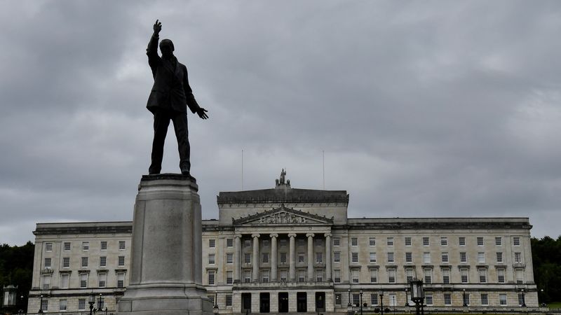 &copy; Reuters. FILE PHOTO: A general view of the Stormont Parliament Buildings on the day Britain is expected to publish a bill to unilaterally scrap some of the rules governing post-Brexit trade with Northern Ireland, as its dispute with the European Union over the pro