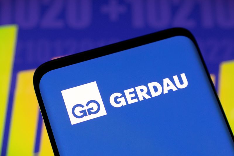 &copy; Reuters. FILE PHOTO: Gerdau logo and stock graph are seen displayed in this illustration taken, May 3, 2022. REUTERS/Dado Ruvic/Illustration