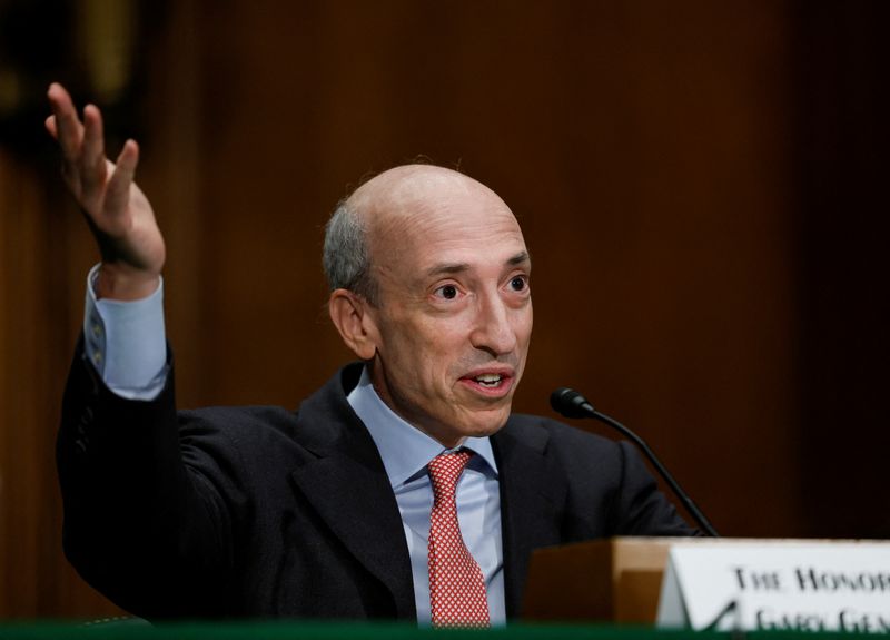 &copy; Reuters. FILE PHOTO: U.S. Securities and Exchange Commission (SEC) Chairman Gary Gensler, testifies before the Senate Banking, Housing and Urban Affairs Committee during an oversight hearing on Capitol Hill in Washington, U.S., September 15, 2022. REUTERS/Evelyn H