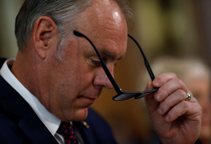 &copy; Reuters. FILE PHOTO: U.S. Secretary of the Interior Ryan Zinke testifies in front of the Senate Committee on Energy and Natural Resources on Capitol Hill in Washington, U.S. March 13, 2018. REUTERS/Eric Thayer