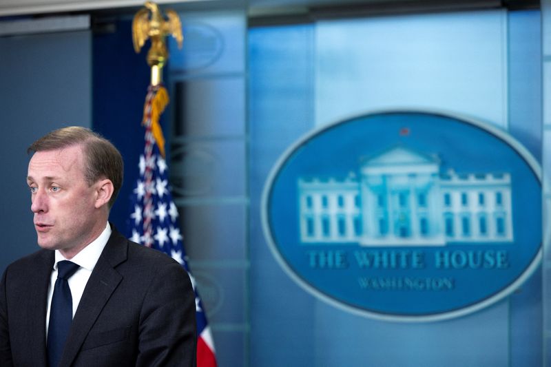 &copy; Reuters. O conselheiro de Segurança Nacional da Casa Branca, Jake Sullivan, em pronunciamento em Washington. REUTERS/Tom Brenner