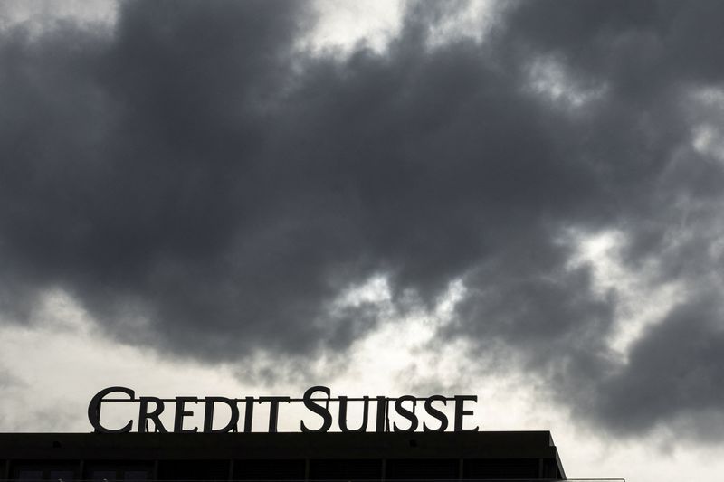 &copy; Reuters. FILE PHOTO: A Credit Suisse logo is pictured on a the roof of a branch in Geneva, Switzerland, November 3, 2022.  REUTERS/Denis Balibouse