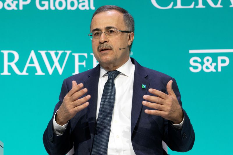 &copy; Reuters. FILE PHOTO: Amin H. Nasser, President & Chief Executive Officer Saudi Aramco, speaks during the CERAWeek energy conference in Houston, Texas, U.S. March 8, 2022.  REUTERS/Daniel Kramer/File Photo
