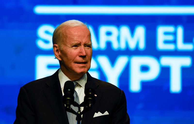 &copy; Reuters. Presidente dos EUA, Joe Biden, discursa durante cúpula da ONU sobre o clima no Egito
11/11/2022 REUTERS/Mohamed Abd El Ghany