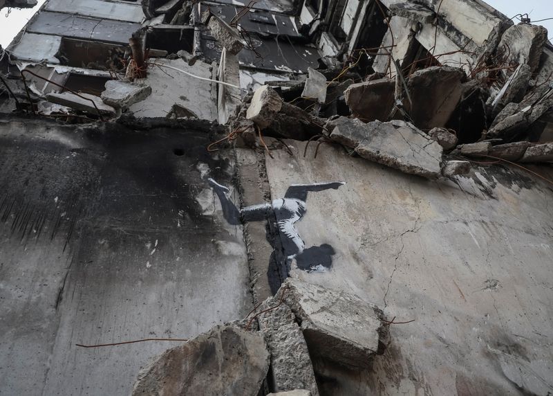 Banksy showcases new mural in war-scarred Ukrainian town