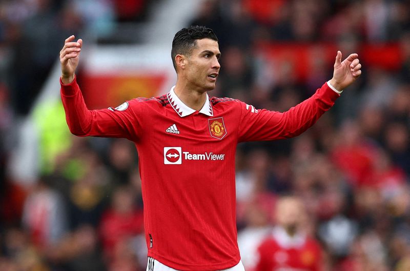 &copy; Reuters. FILE PHOTO: Soccer Football - Premier League - Manchester United v Newcastle United - Old Trafford, Manchester, Britain - October 16, 2022 Manchester United's Cristiano Ronaldo reacts after a goal he scored is disallowed REUTERS/David Klein 