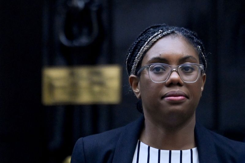 &copy; Reuters. FILE PHOTO: Britain's Secretary of State for International Trade Kemi Badenoch walks outside Number 10 Downing Street in London, Britain, October 18, 2022. REUTERS/Toby Melville/File Photo