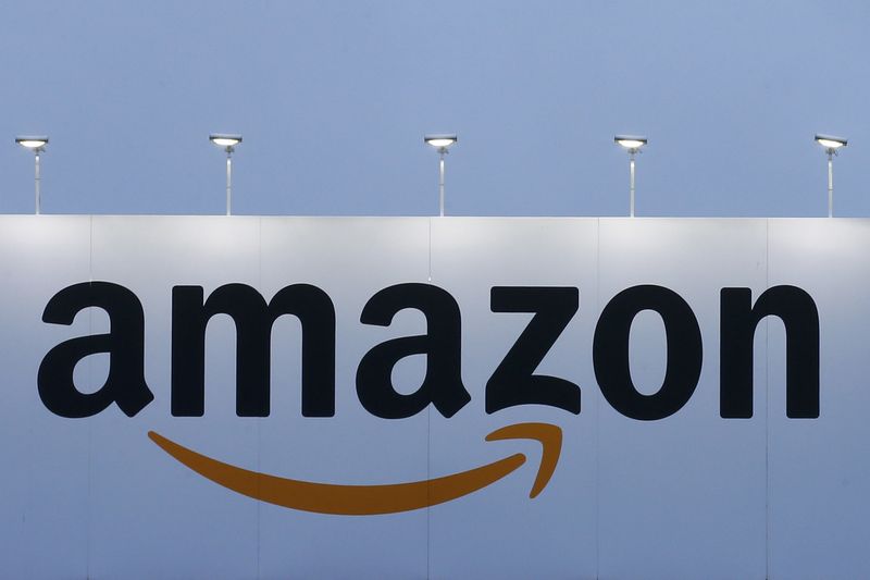 &copy; Reuters. FILE PHOTO: The logo of Amazon is seen at the company logistics center in Lauwin-Planque, northern France, February 20, 2017. REUTERS/Pascal Rossignol/File Photo
