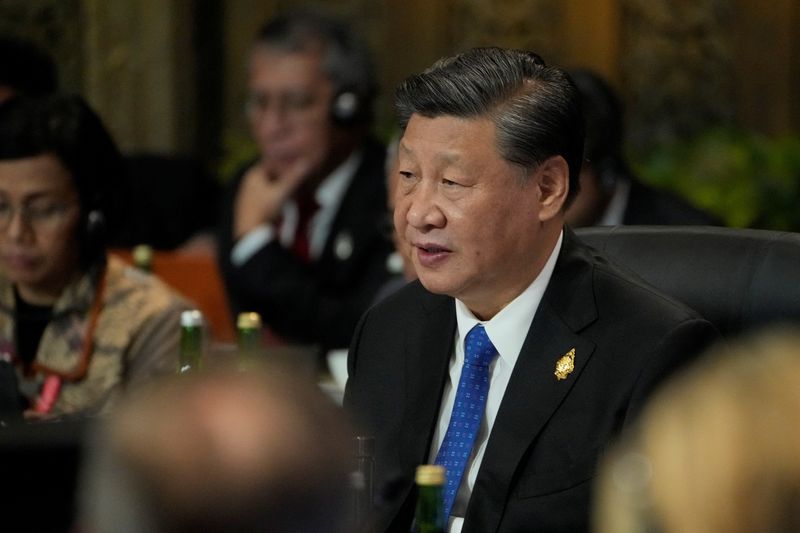 © Reuters. Chinese President Xi Jinping speaks during the G20 leaders summit in Nusa Dua, Bali, Indonesia, Tuesday, Nov. 15, 2022.     Dita Alangkara/Pool via REUTERS