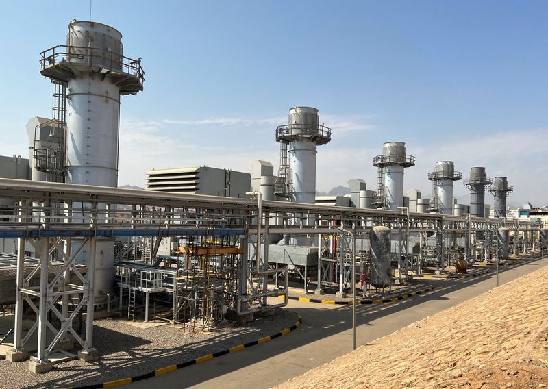 © Reuters. توربينات لتوليد الكهرباء يتم تشغيلها جزئيا باستخدام  الهيدروجين الأخضر بشرم الشيخ في مصر يوم 20 أكتوبر 2022. تصوير : سيد شعيشع - رويترز .  