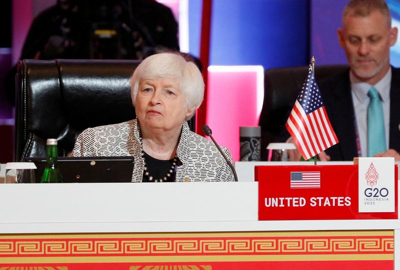 &copy; Reuters. FILE PHOTO: US Treasury Secretary Janet Yellen attends the G20 Finance and Health Ministers meeting in Nusa Dua, Bali, Indonesia, November 12, 2022. Made Nagi/Pool via REUTERS