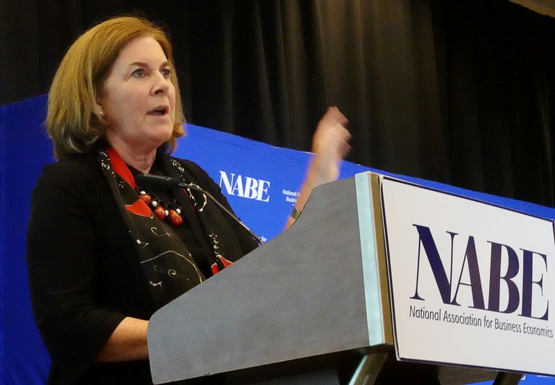 &copy; Reuters. FILE PHOTO: Kansas City Federal Reserve Bank President Esther George addresses the National Association for Business Economics in Denver, Colorado, U.S. October 6, 2019. REUTERS/Ann Saphir/File Photo