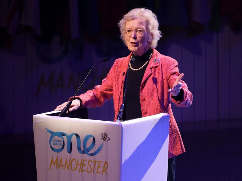 &copy; Reuters. FILE PHOTO: Former Ireland's President Mary Robinson speaks during the opening ceremony of the One Young World summit in Manchester, Britain September 5, 2022. REUTERS/Molly Darlington