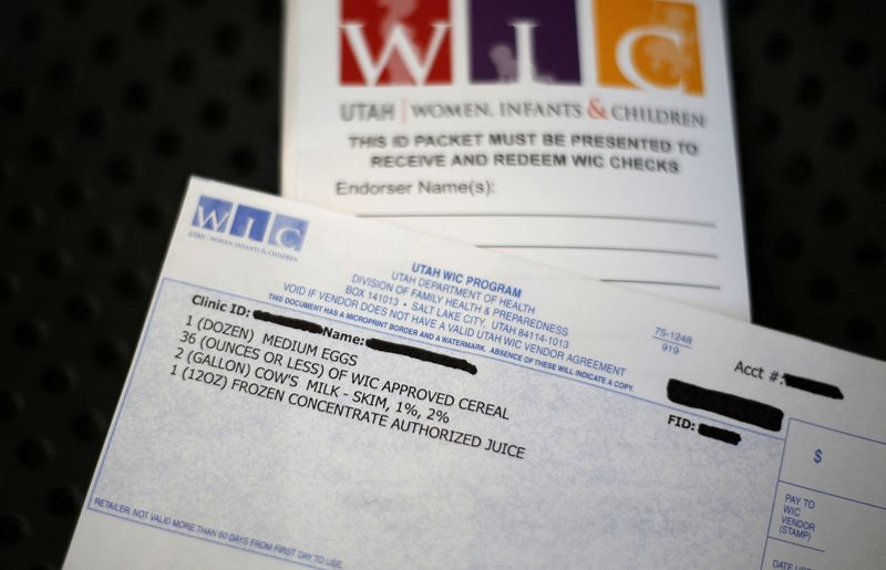 &copy; Reuters. FILE PHOTO: A WIC voucher for food at the Women, Infants and Children (WIC) offices is seen at a Salt Lake County health clinic in South Salt Lake City, Utah, October 2, 2013. REUTERS/Jim Urquhart/File Photo