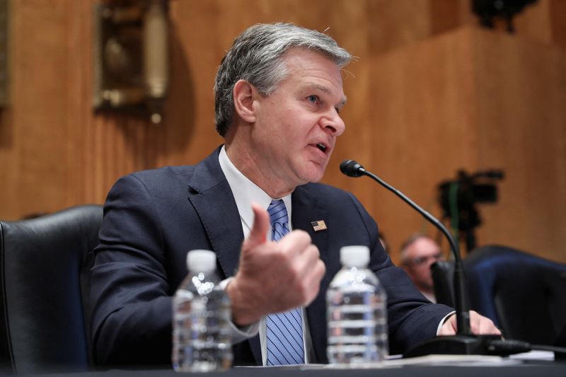 &copy; Reuters. FBI Director Christopher Wray gives a statement during a U.S. Senate Homeland Security and Governmental Affairs Committee hearing on "Security threats to the United States", on Capitol Hill in Washington, U.S., November 17, 2022. REUTERS/Amanda Andrade-Rh