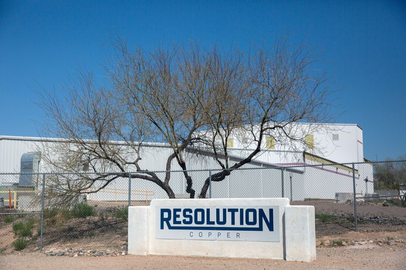 &copy; Reuters. FILE PHOTO: A Resolution Copper facility in Superior, Arizona, U.S., March 30, 2021. Picture taken March 30, 2021.  REUTERS/Caitlin O'Hara/File Photo