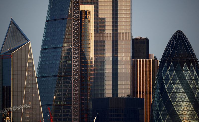 © Reuters. FILE PHOTO: Skyscrapers in The City of London financial district are seen in London, Britain, September 14, 2020. REUTERS/Hannah McKay/File Photo