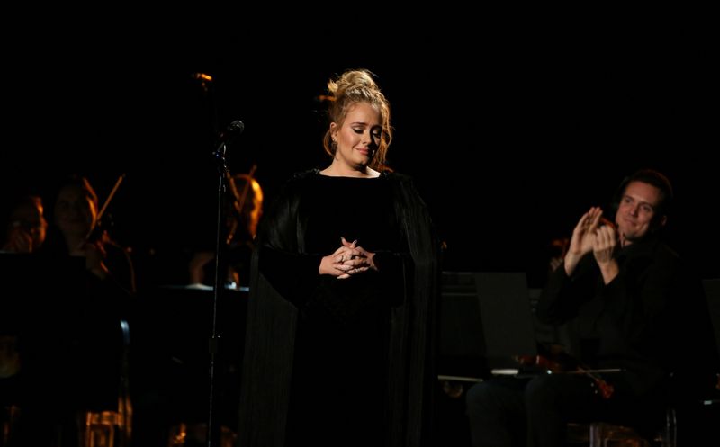 &copy; Reuters. FILE PHOTO: Singer Adele is applauded as he finishes her tribute to the late George Michael at the 59th Annual Grammy Awards in Los Angeles, California, U.S. , February 12, 2017. REUTERS/Lucy Nicholson/File Photo