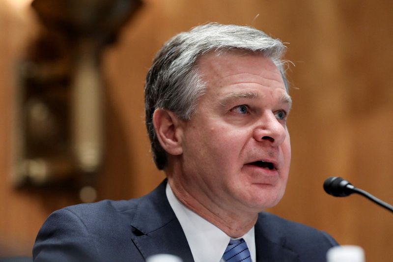 &copy; Reuters. FILE PHOTO: FBI Director Christopher Wray gives a statement during a U.S. Senate Homeland Security and Governmental Affairs Committee hearing on "Security threats to the United States", on Capitol Hill in Washington, U.S., November 17, 2022. REUTERS/Amand