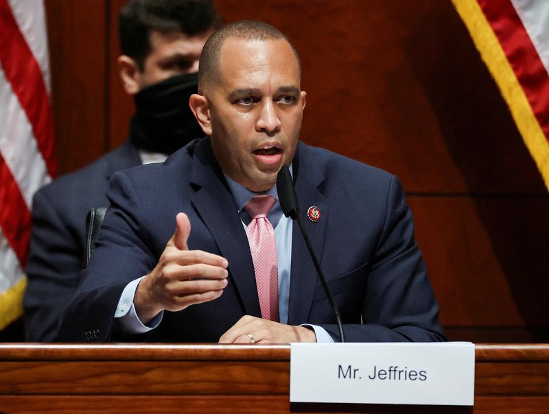 &copy; Reuters. FILE PHOTO: Rep. Hakeem Jeffries (D-NY) questions U.S. Attorney General William Barr during a House Judiciary Committee hearing on Capitol Hill, in Washington, U.S., July 28, 2020. Chip Somodevilla/Pool via REUTERS/File Photo