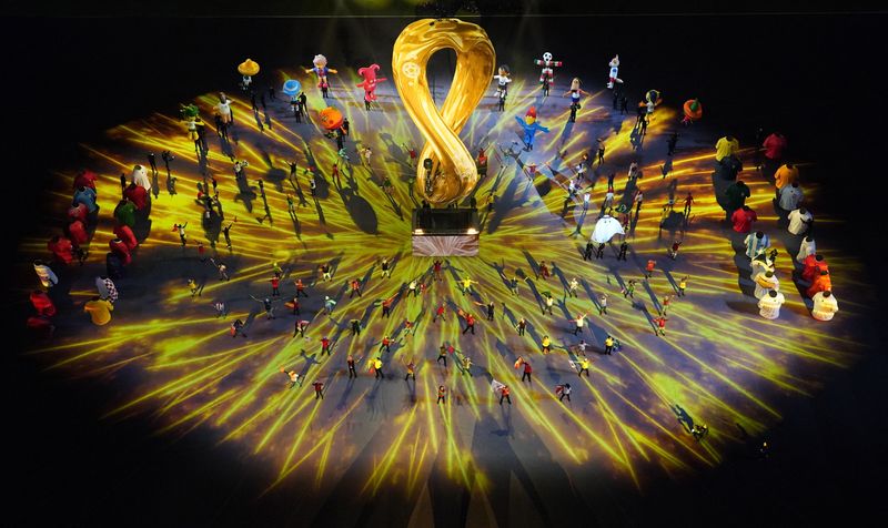 © Reuters. Soccer Football - FIFA World Cup Qatar 2022 - Group A - Qatar v Ecuador - Al Bayt Stadium, Al Khor, Qatar - November 20, 2022  General view during the opening ceremony REUTERS/Pawel Kopczynski