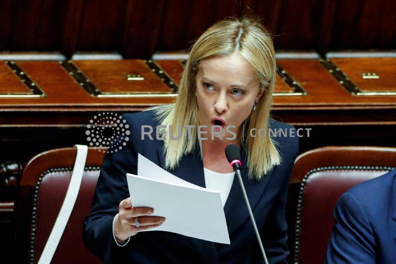 &copy; Reuters. La presidente del Consiglio Giorgia Meloni durante una seduta della Camera dei Deputati a Roma. REUTERS/Remo Casilli