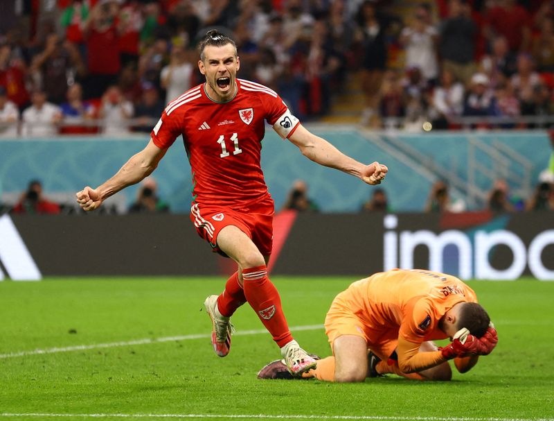 &copy; Reuters. Gareth Bale comemora gol de empate de Gales contra os EUA
21/11/2022
REUTERS/Hannah Mckay