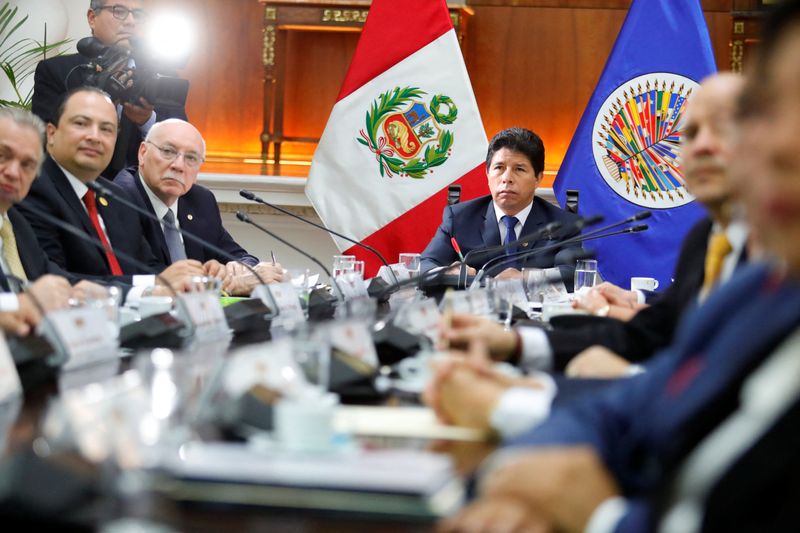 &copy; Reuters. Missão de alto nível da OEA se reúne com presidente do Peru, que se queixa da oposição
21/11/2022
Luis Iparraguirre/Presidência do Peru/Divulgação via REUTERS