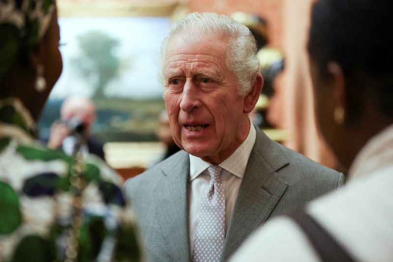 &copy; Reuters. Le roi Charles s'adresse aux invités lors d'une réception au palais de Buckingham à Londres. /Photo prise le 16 novembre 2022/REUTERS/Isabel Infantes