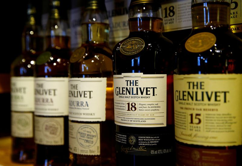 &copy; Reuters. FILE PHOTO: Bottles of single malt scotch whisky The Glenlivet are pictured in a shop near Lausanne, Switzerland May 18, 2017. REUTERS/Denis Balibouse/File Photo