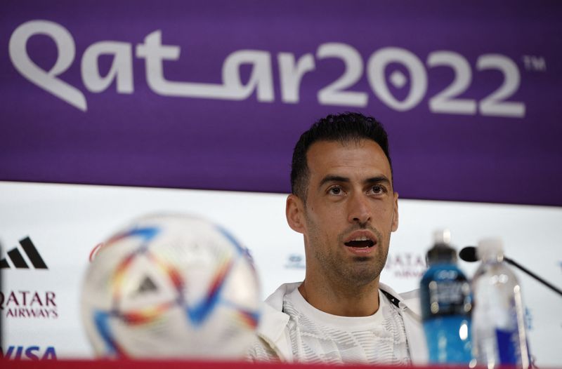 &copy; Reuters. Sergio Busquets durante entrevista coletiva em Doha
22/11/2022 REUTERS/John Sibley