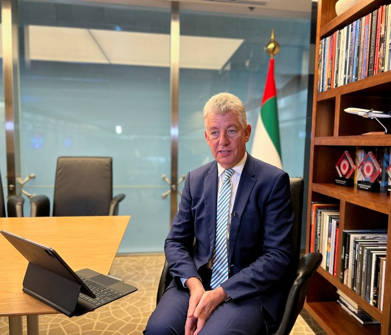 © Reuters. Chief Executive Officer of Dubai Airports Paul Griffiths attends an interview with Reuters in Dubai, United Arab Emirates, November 22, 2022. REUTERS/AbdelHadi Ramahi