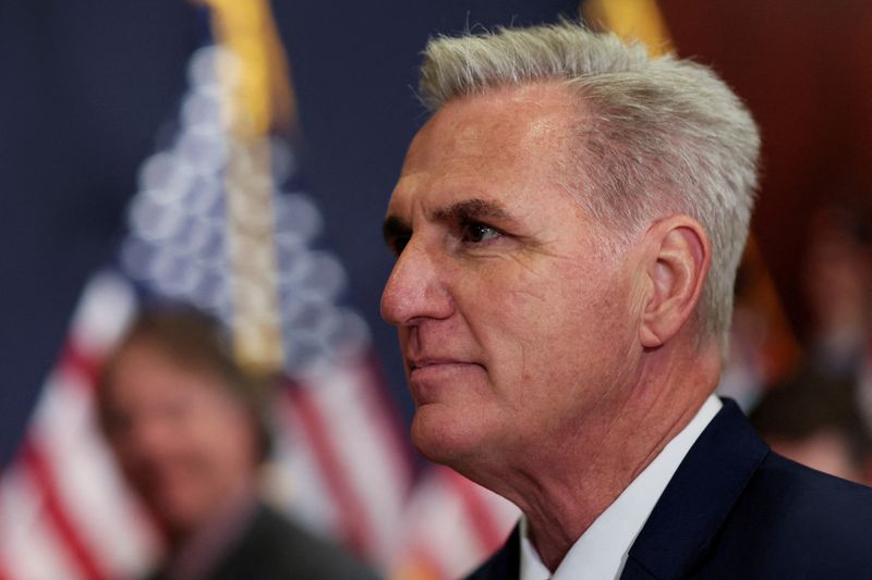 &copy; Reuters. FILE PHOTO: U.S. House of Representatives Minority Leader Kevin McCarthy (R-CA) arrives as House Republicans gather for leadership elections at the U.S. Capitol in Washington, U.S., November 15, 2022. REUTERS/Leah Millis/File Photo