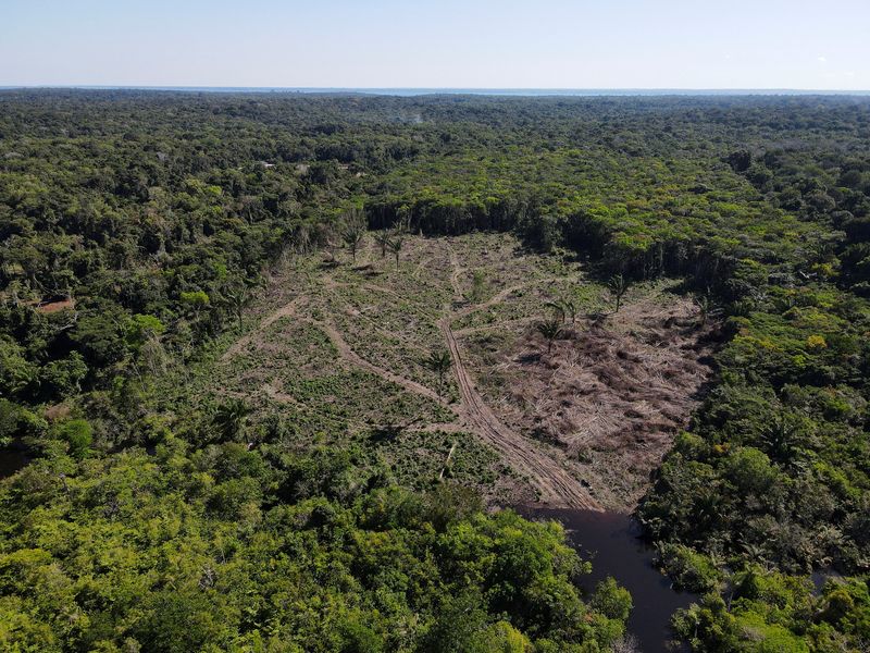 &copy; Reuters. FILE PHOTO: An aerial view shows a deforested plot of the Amazon rainforest in Manaus, Amazonas State, Brazil July 8, 2022. REUTERS/Bruno Kelly/File Photo
