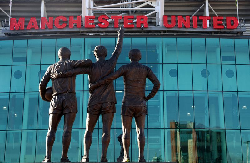 &copy; Reuters. General view of the United Trinity statue outside Old Trafford  REUTERS/Phil Noble