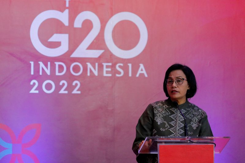 &copy; Reuters. FILE PHOTO: Indonesian Finance Minister Sri Mulyani Indrawati speaks during the launching of the pandemic fund, ahead of the G20 Summit in Nusa Dua, Bali, Indonesia, November 13, 2022. REUTERS/Willy Kurniawan