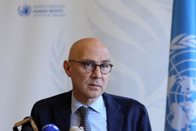&copy; Reuters. مفوض الأمم المتحدة السامي لحقوق الإنسان فولكر تورك يتحدث خلال مؤتمر صحفي في جنيف بسويسرا بتاريخ الثاني من نوفمبر تشرين الثاني 20222. تصوير: دي
