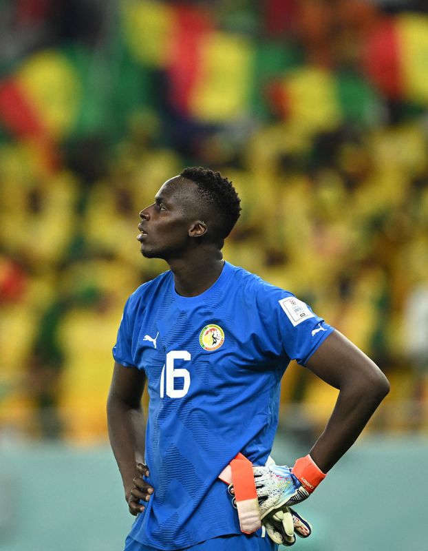 &copy; Reuters. Goleiro da seleção de Senegal Edouard Mendy durante partida contra a Holanda pela Copa do Mundo do Catar
21/11/2022 REUTERS/Dylan Martinez