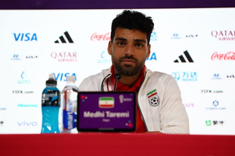 &copy; Reuters. Mehdi Taremi durante entrevista coletiva em Doha
24/11/2022 REUTERS/Gareth Bumstead