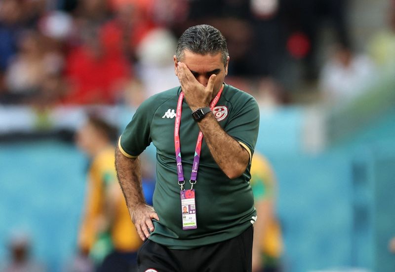 &copy; Reuters. Técnico da seleção da Tunísia, Jalel Kadri, durante partida contra a Austrália na Copa do Mundo do Catar
26/11/2022 REUTERS/Carl Recine